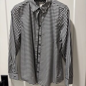Chico's no iron black and white striped shirt in size 2